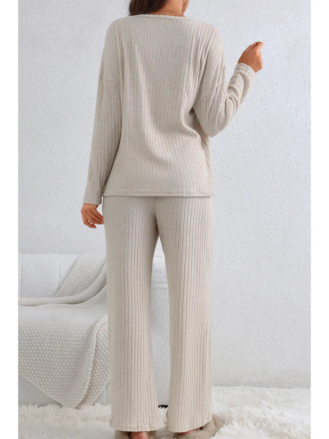 V Neck Two-Piece Lounge Set Outfit