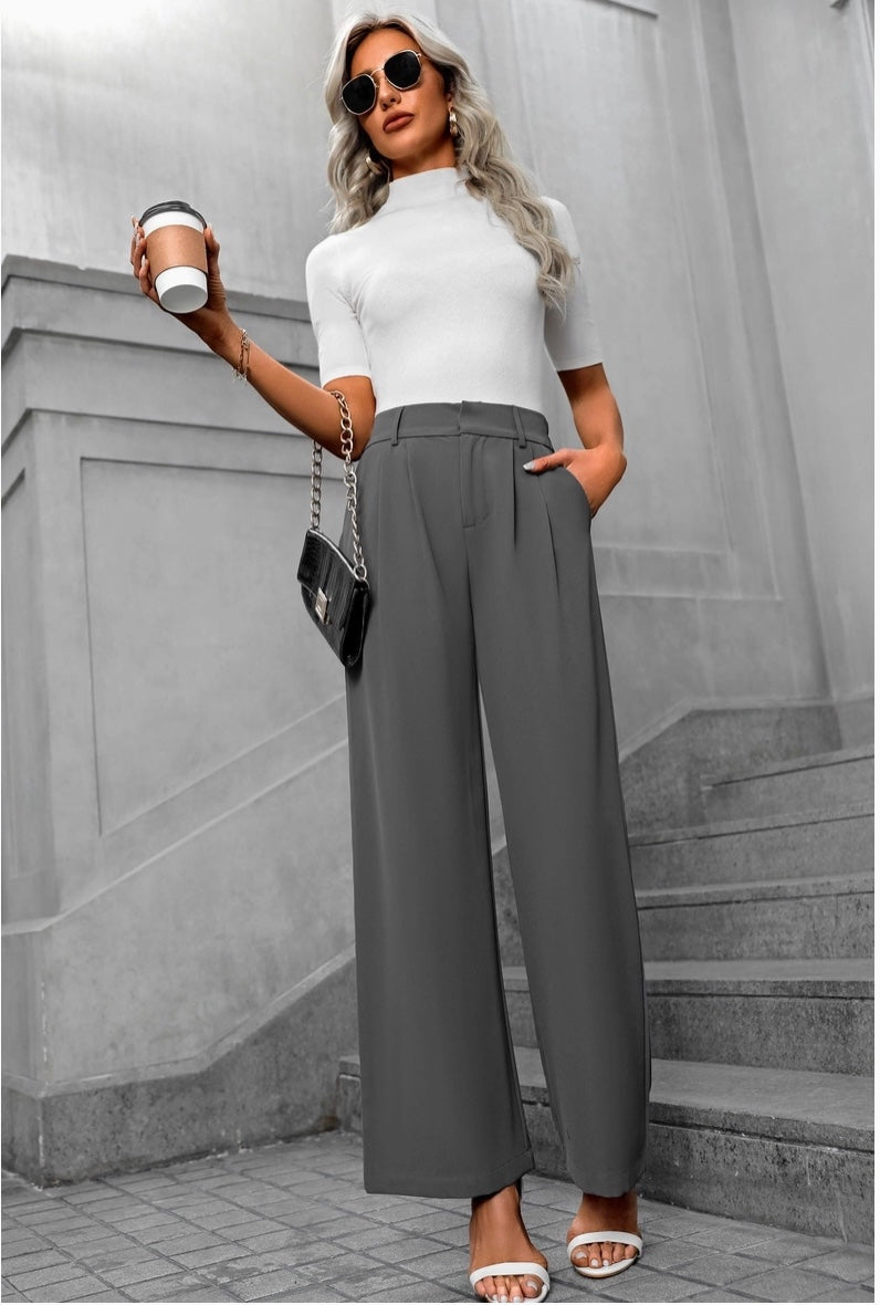 Casual  Wide Leg Straight Suit Pants